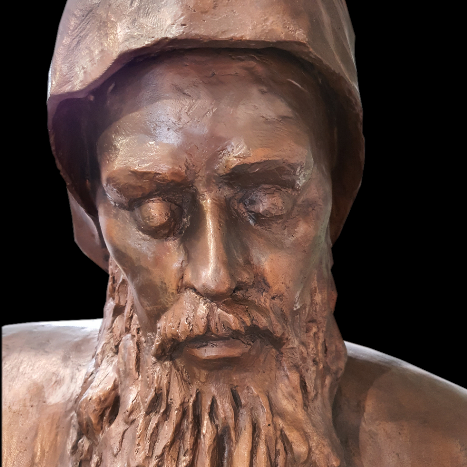 Bust of St. Szarbel made of bronze.